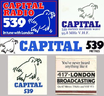 From 1973 to 1975, London's Capital Radio 539 on 557kHz and LBC 417 on 719kHz packet of matches